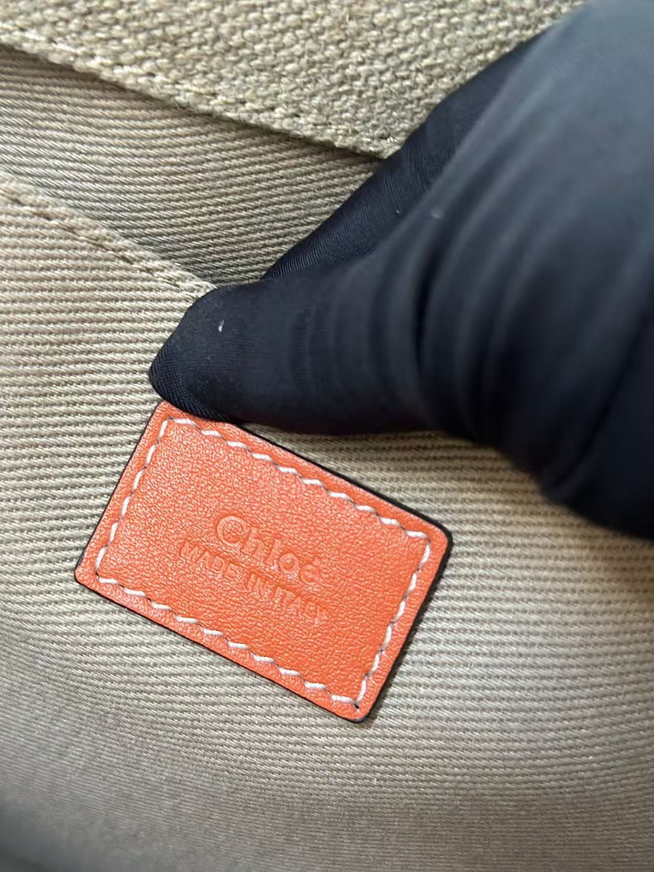 「#3664」Chloe Woody linen pure cotton canvas and glossy crust, orange casual bag Small: 26.5*20*8cm
