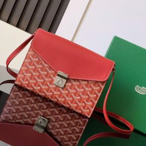 「#3776」Goyard imported cowhide with canvas one-shoulder crossbody bag, size: 21*16*4cm