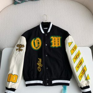 「#2353」OFF-WHITE  FW22  Logo embroidered single-breasted Baseball uniform