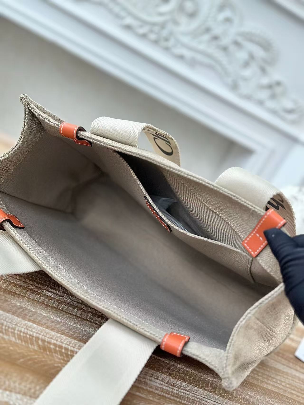 「#3665」Chloe Woody linen pure cotton canvas and glossy small dough, orange casual bag Medium size: 37*26*12