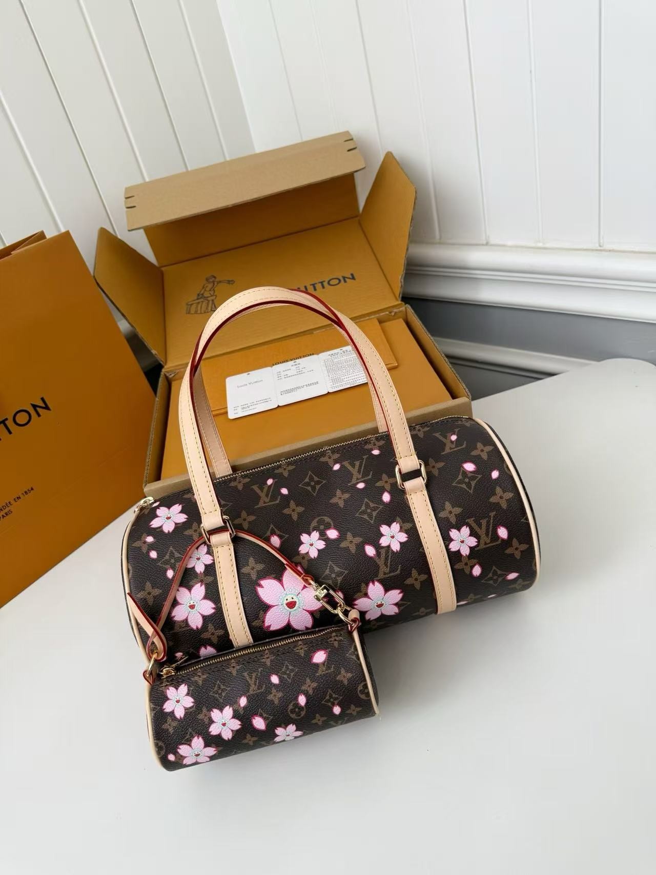 「#4371」Louis Vuitton x TM PAPILLON handbag M13097, size: 11*13*27cm
